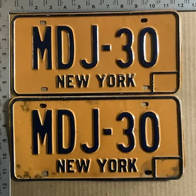 1973 New York License Plate Pair MDJ-30 YOM DMV Initials Vanity 13219 • $14.08