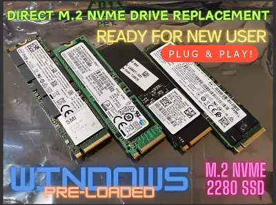 256GB TOP BRAND SSD M.2 NVMe * WINDOWS 10 PRO * 2280 PCIe Gen3x4 REPLACEMENT SSD • £25.95