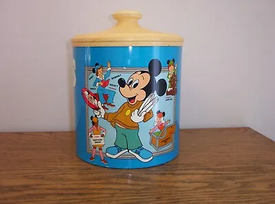 Vintage Disney Mickey Mouse Club Metal Cookie Jar Canister Tin Cheinco J Chein • $45