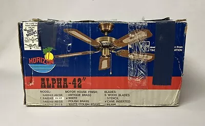 Vintage Horizon 42” White Ceiling Fan ALPHA Model Cane Inserted Blades UNUSED • $249.99