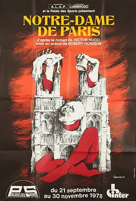 Original Vintage Poster Notre Dame De Paris Hunchback Victor Hugo 1978 Theater  • $300