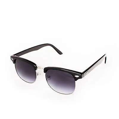 Sunglasses Black Half Frames Gradient Tinted Lenses Retro Classic Mens Womens • £12.99