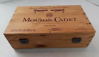 Vintage Mouton-Cadet Wooden Box Wine Crate Baron Philippe De Rothschild 324 • $18.99