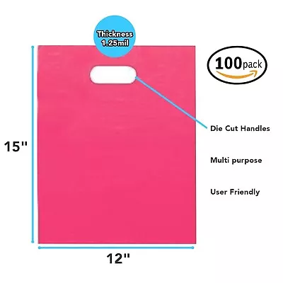 100 Pack 12  X 15  With 1.25 Mil Thick Pink Merchandise Plastic Retail Bags • $16.84