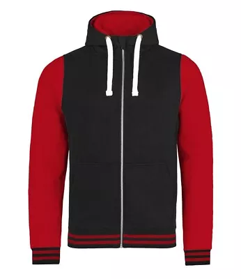 New Mens AWDiS Urban Varsity Zoodie. Black/Red M. T15156. • £7.99