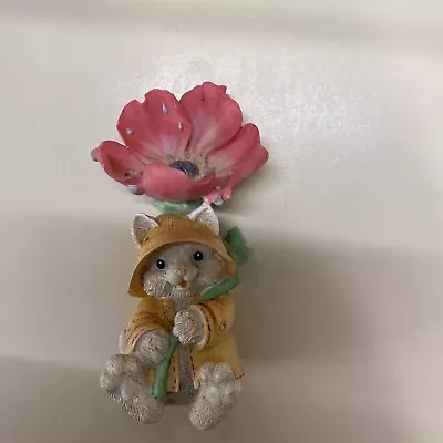 Vintage Figurine 1995 Enesco Silly Slickers Cat Kitten Raincoat Flower • $12.50