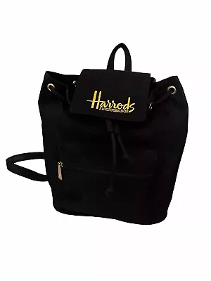 HARRODS Knightsbridge Black Gold Nylon Canvas Mini Backpack • $119.66