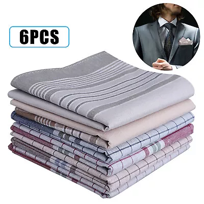 Mens Handkerchiefs 6 Lot Set Handkerchief Hanky Cotton Assorted Pocket Square US • $9.48