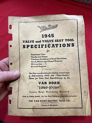 OLD VINTAGE 1945 VAN DORN VALVE & VALVE SEAT TOOL SPECIFICATION BOOK 20s 30s 40s • $9