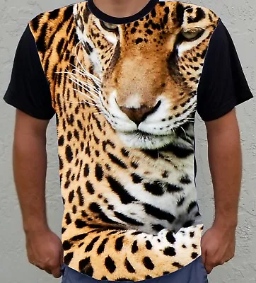 Hipster Animal Leopard Fur Print Front Men's Short Sleeve Basic Tee T-Shirt • $24.99