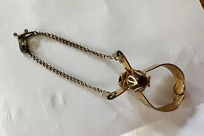 Vintage Glove Clip Holder Gold Tone Yellow Topaz Color Stone • $12