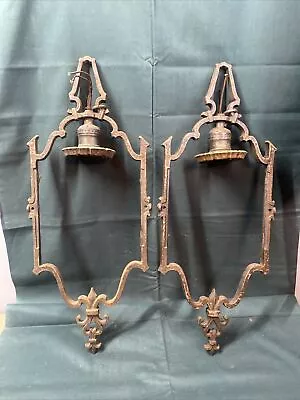 2 Art Deco Cast Brass/Bronze Color Hanging Hall Light Fixture Parts Lamp Gothic • $75