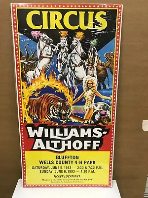 Vintage Circus Williams Althoff Poster  14 X25  Bluffton Date/equestrian Act • $14.79