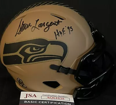 Seattle Seahawks Steve Largent Signed Salute To Service II Mini Helmet JSA Cert • $109.99