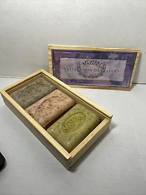 Mistral Soap Set Of 3 Bars “CELEBRATION DES FLEURS“ Wood Box Gift Set • $29.99