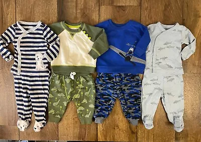 Baby Boy 0/3 Mo 2 Piece Outfits Sweat Pants Shirts Clothes Bundle Lot Camo Dino • $16.99