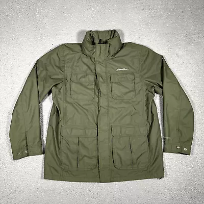 Eddie Bauer Jacket Mens Large Green Travex WeatherEdge Army Field Rain Full Zip • $35.95