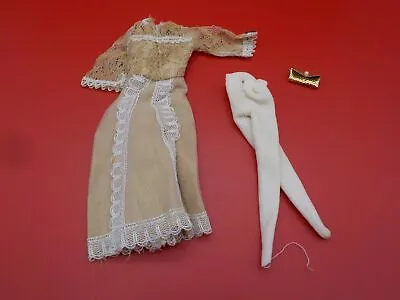 Vintage Mego Dinah-Mite Doll RARE Tan Lace Granny DRESS White TIGHTS Gold PURSE • $5.99