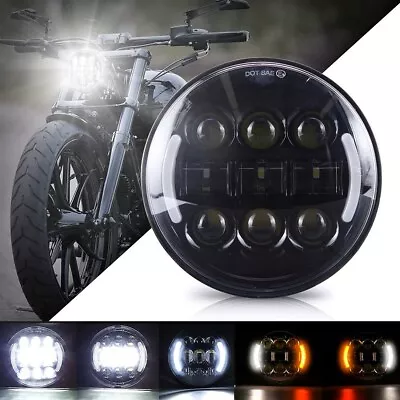 1x 5-3/4  5.75  LED Headlight Halo With Turn Signal For Iron 883 1200 Motorcycle • $32.97