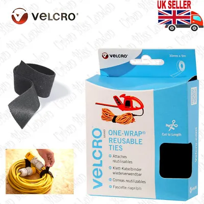 VELCRO Brand One Wrap Reusable Ties 30mm X 5m Black Strapping Cables VEL60254 • £8.40