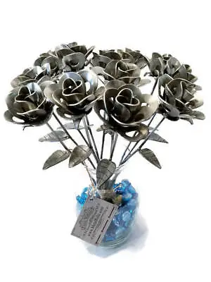 Dozen Metal Roses Recycled Metal Roses Metal Rose Sculptures Welded Roses • $480