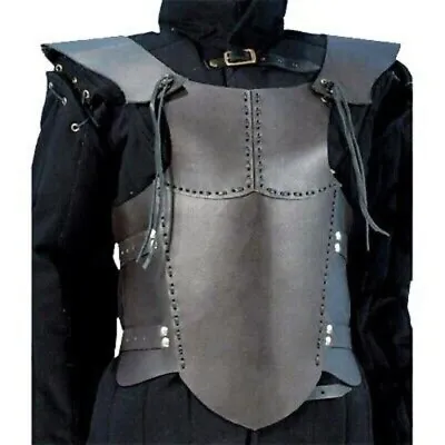Black Leather Breastplate LARP Torso Armor • $132.75