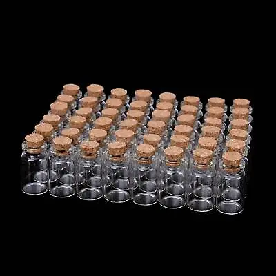 50PCS Clear Glass Bottles With Cork Stoppers Mini Small Jars Vials Wedding Favor • £9.99
