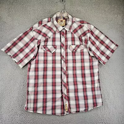 Larry Mahan Shirt Mens 2XL Short Sleeve Western Pearl Snap Button Up Rodeo • $22