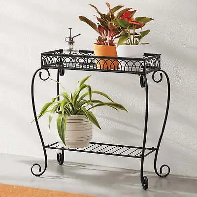 Black Metal 2 Tier Shelves Plant Stand. • $19.99