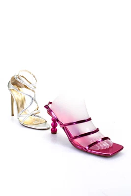 $41.99 • Buy Zara Steiger Womens Metallic Leather Strappy Stiletto Sandals Size 40 10 Lot 2