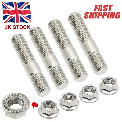 £10.99 • Buy 4x  M10x1.25  Stainless Steel Exhaust Studs & Serrated Nuts Manifold Flange Kit