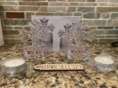 Mikasa Set Of 2 Crystal Cross Tealight Holders BRAND NEW W/Box  • $30