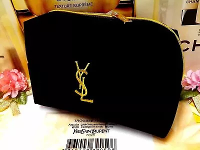 YSL Beauty Black Velvet Cosmetic Makeup Trousse Bag NEW • $29.26