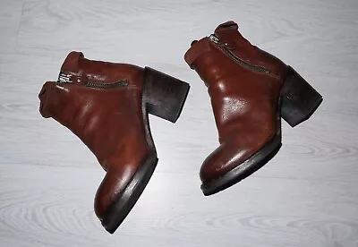 MOMA Womens Brown Leather Zip Ankle Boots Shoes Size 38 1/2 • $129.99