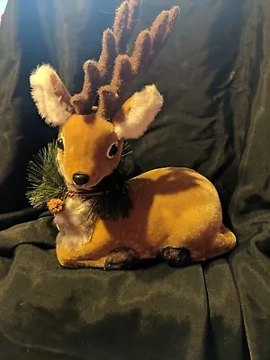 Vintage Flocked Fuzzy Deer Christmas • $5