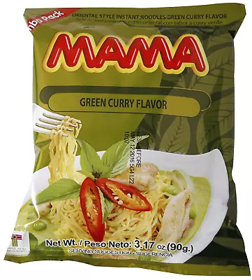 Mama Ramen Instant Noodles Green Curry Flavor 90g - 3.17oz - Jumbo Pack Of 20 • $32.84
