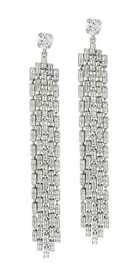 Ad Star CZ  Dangle Earrings 925 Sterling Silver Marilyn Monroe Baguette Jewel • $719.42