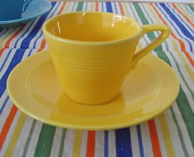 Vintage Homer Laughlin Harlequin YELLOW Demitasse Cup & Saucer Fiesta ~ • $39.99