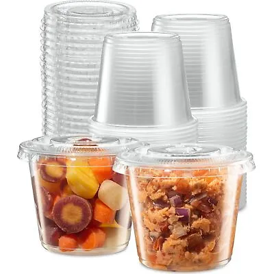 5 Oz 100 Sets Clear Diposable Plastic Portion Cups With Lids Small Mini Contai • $20.64