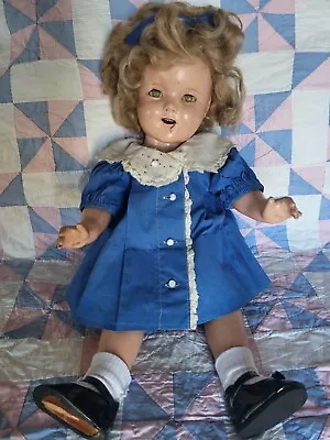 1930's Ideal 18  Shirley Temple Composition Doll With Blue Molly'es Tagged Dress • $90