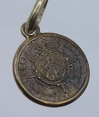 Vintage Mexico Sterling Silver Aztec Mayan Sun Calendar Medallion Pendant NR Lot • $1.99