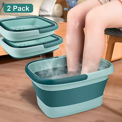 2Pack Collapsible Foot Bath Basin 4 Gallon Foot Soak Tub Foot Spa Massage Bucket • $29.78