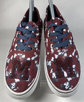 Disney Mickey Mouse M Women’s Sneakers Canvas Tennis Shoes WOMENS SZ 8 Burgundy • $8