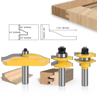 1/2  Shank Raised Panel Cabinet Door Router Bit Woodwork Milling Cutter 3pcs Set • £46.56