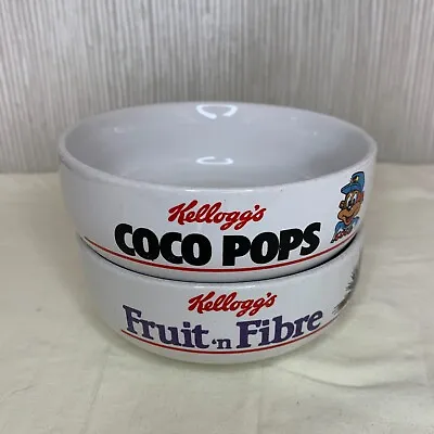 £18.99 • Buy Kelloggs Cereal Bowls 1987 Vintage Kitsch Retro Coco Pop Fruit Fibr Prop Kidcore
