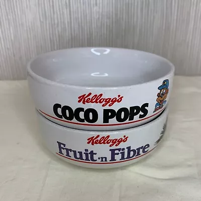 Kelloggs Cereal Bowls 1987 Vintage Kitsch Retro Coco Pop Fruit Fibr Prop Kidcore • £16.99