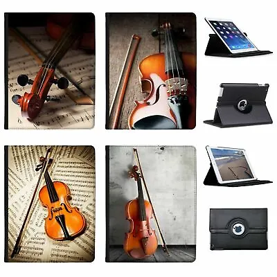 £9.99 • Buy Elegant Wooden Violins Bow & Sheet Music Folio Cover Leather Case For Apple IPad