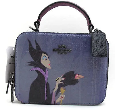 NWT COACH X DISNEY Maleficent Villain Motif Leather Crossbody Box Bag Black C376 • $225