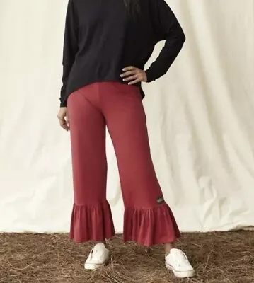 Matilda Jane Carpool Big Ruffle Crop Pants Red/Burgundy Women's Sz XS • $39.99