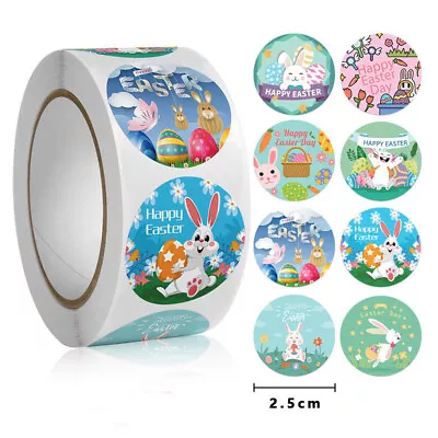 50/100pcs Happy Easter Bunny Stickers Gift Seals Labels 2.5cm #7 • $3.99